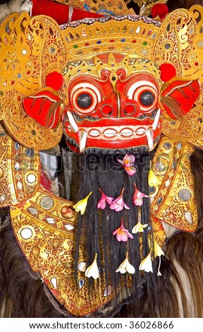 Details of Barong dance and drama mask, Bali