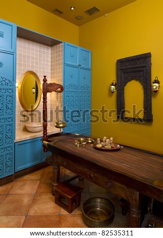 interior cabinet for traditional indian ayurvedic oil  massage