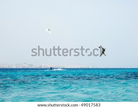 kiteboarder enjoy surfing in red sea