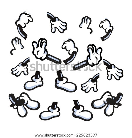 Vector illustration of cartoon hand and foot