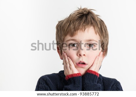 Little Boy with a surprised and scared face