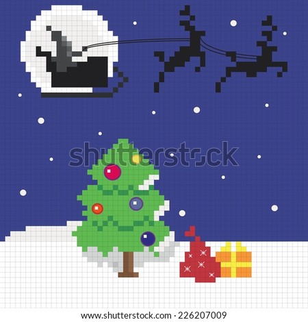 Christmas landscape pixels