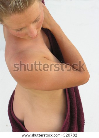 Woman in towel backside