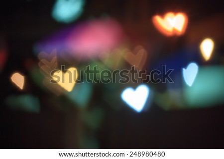 heart shape Light on the dark  for  blur  background