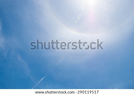 bright sky and flare when look at the sun. sky for geography case study and environment.