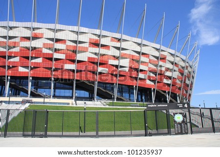 NATIONAL STADIUM IN WARSAW, POLAND - APRIL 28: Warsaw National Stadium on April 28, 2012. The National Stadium will host the opening match of the UEFA Euro 2012.