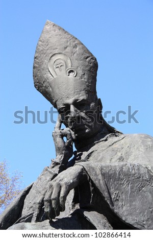 Stefan Wyszynski statue in Warsaw, Poland. Wyszynski (1901-1981) was a Polish prelate of the Roman Catholic Church. He was often called in Poland the Primate of the Millennium.