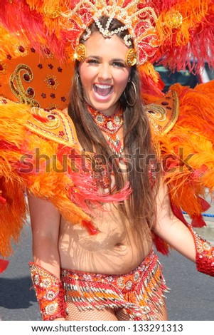 WARSAW, POLAND - AUGUST 28: Dancers in colorful costumes at the Multicultural Warsaw Street Party on August 28, 2011 in Warsaw, Poland.