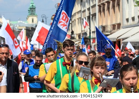 WARSAW - MAY 1: Unidentified people during the International Workers Day (Labor Day), on May 1, 2014 in Warsaw, Poland.