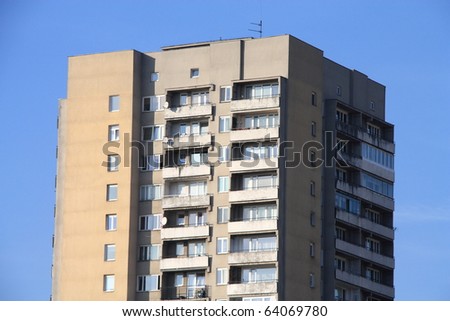 Typical socialist block of flats in Warsaw, Poland.