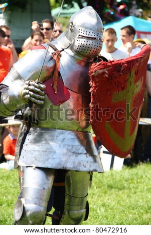 WARSAW, POLAND - JUNE 6: medieval knight during XV Knight Tournament on June 6, 2010 in Warsaw, Poland.