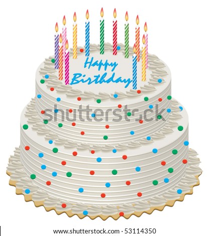 Birthday Cake  Candles on Vector Birthday Cake With Burning Candles   53114350   Shutterstock