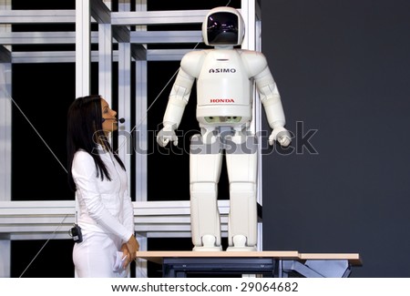 MOSCOW - SEPTEMBER 2 : Honda ‘ASIMO’ humanoid robot presented at Moscow international motor show in Moscow, Russia on September 2, 2008. ASIMO stands for 