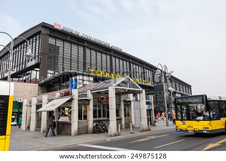 BERLIN, GERMANY - APRIL 11: Berlin Zoo rail station front view on April 8, 2009. During the division of the city, the station was the central transport facility of West Berlin.