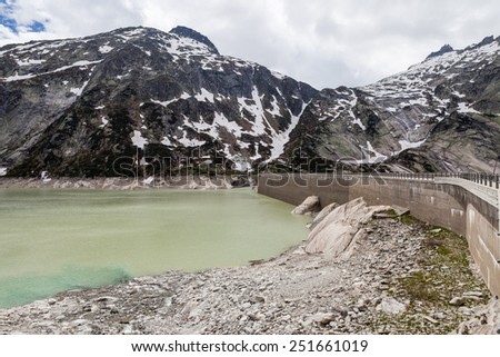 The Lake Grimsel, an artificial lake near the Grimsel Pass in Switzerland.
