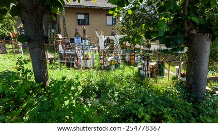 VYCHODNA, SLOVAKIA - JULY 23: Artisanal model village in a garden of a retiree on July 23, 2009. Vychodna is a village and municipality in Liptovsky Mikulas District in the Zilina Region of Slovakia.