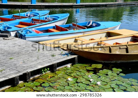 Electric Boats and Rowing Boats on a Landing Stage