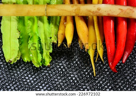 fresh Vegetables on black net