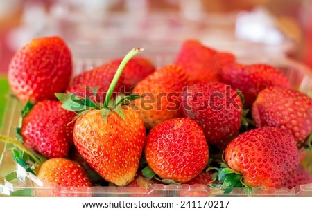 A Strawberry,Packing on plastic Box
