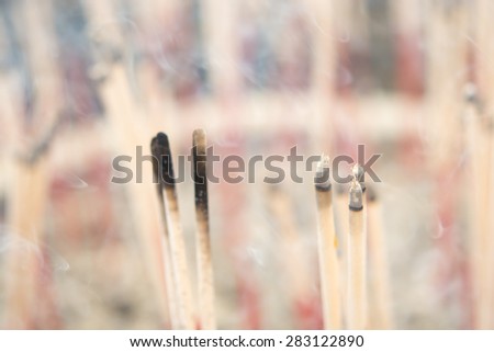 Abstract blur Incense in Smoke Background, Religion concept, Worship for Buddha