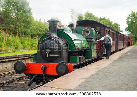 TANFIELD, UK, AUGUST 19th, 2015.  Steam train at Andrew\'s House station, Tanfield Railway, the oldest railway in the world.