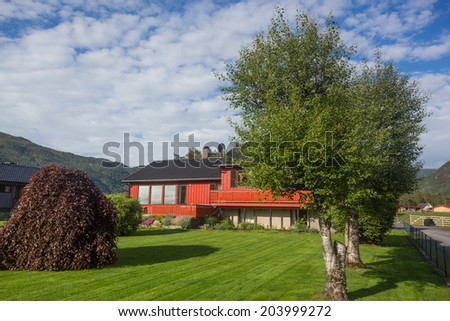 Wooden house in summer mountain (Norway)