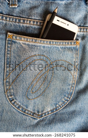 blue  jeans pocket with phone