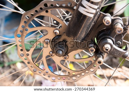 Some of the mountain bike.Parts of the bike.Bicycle wheel Part, Close up Details