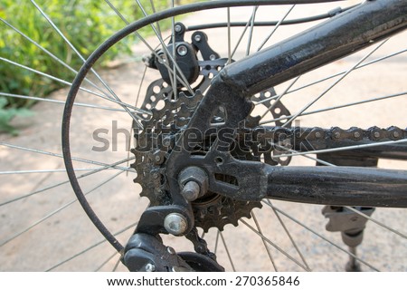 Some of the mountain bike.Parts of the bike.Bicycle wheel Part, Close up Details