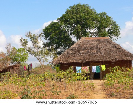 A hut in a village in Kenya near Mombasa