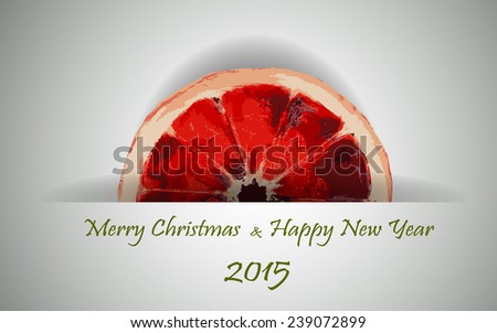 Christmas and New Year background. Three Piece of citrus.