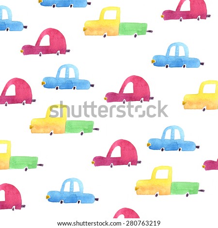 watercolor car pattern