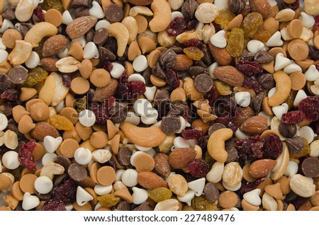 Trail Mix with nuts and sweet chips.