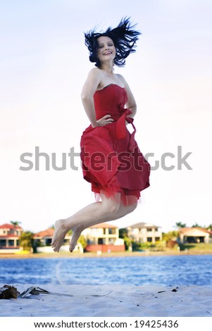 Fashion model jumping
