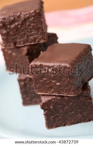 Small portions of delicious chocolate cake