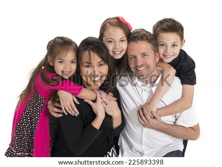 a fam\'ly of five / express positivity / and hug each other