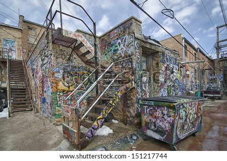 Art Alley is the name given to a two-block back alley in downtown Rapid City in southwestern South Dakota covered with graffiti in rainbow colors.