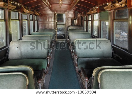 Gold-rush era railroad passenger car in historic Jamestown, California