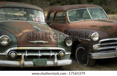 stock photo Abandoned cars in junkyard For Sale