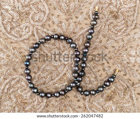 Bead of natural black pearls from India .