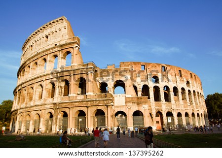 View Of Ancient Rome Coliseum Ruins. Italy. Rome.