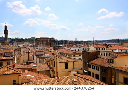 Top view from Campanile Giotto on the historical center of Florence, Italy