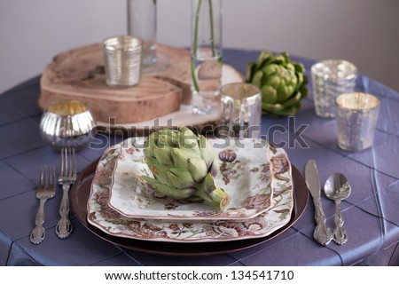 Rustic Vintage Reception Table Setting