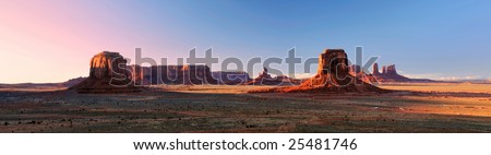 beautiful panorama of the monument valley navajo tribal park from artist point at dusk