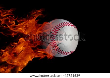 baseball at high speed catching fire and burning