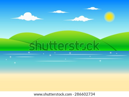 Beach and Mountain landscape,vector illustration