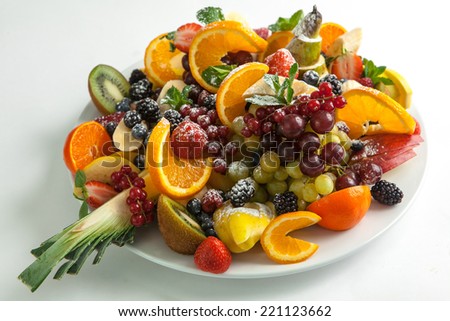 Photo of a fruit plate isolated on white