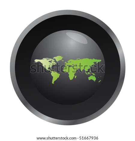 black button and green world map