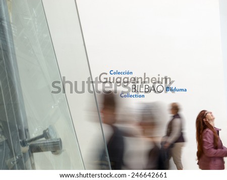 SPAIN, BILBAO - MAY 19: Guggenheim Museum. In first 3 years 4 million tourists visited the museum helping to generate about 500 million euros in economic activity. May 18, 2012, Bilbao, Spain, Europe.