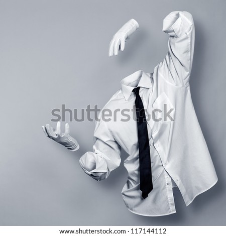 Invisible Man in a shirt and gloves